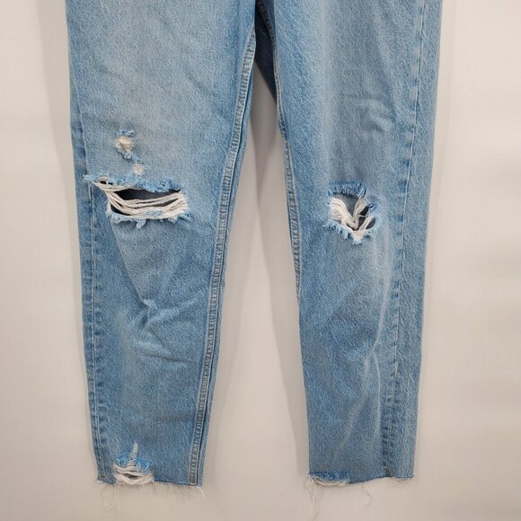 Zara High Waisted Distressed Jeans Denim Pants Women Size US 2 Raw Hem Cotton - Picture 3 of 14